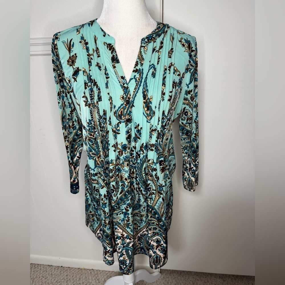 La Cera Floral Print Tunic Top size S
